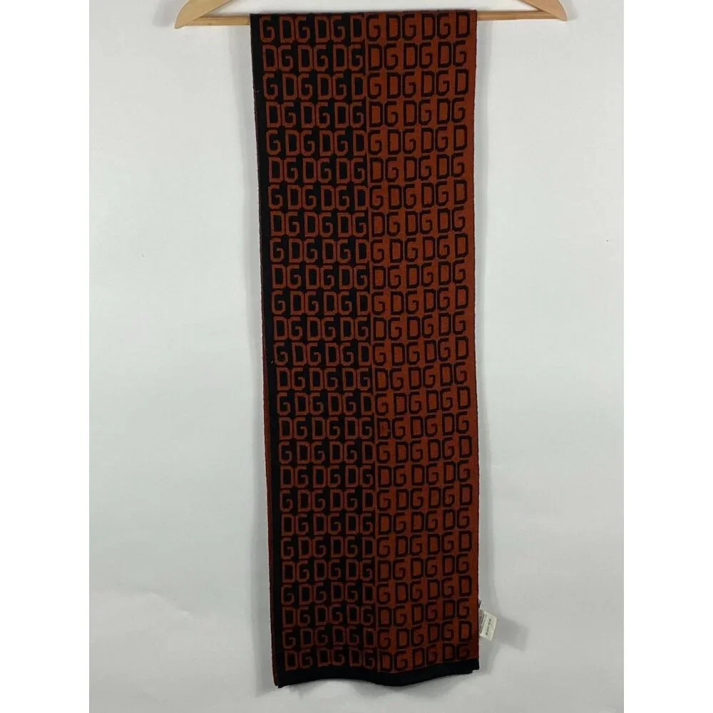 Dolce & Gabbana DG Monogam Wool/Acrylic Scarf Brown/Black Made in Italy F301